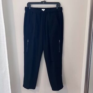 Vince Black Cargo‎ Pants Zipper Pockets Drawstring Waist Size 10